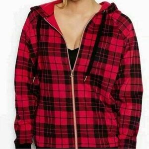 Victoria’s Secret Sport Red and Black Plaid Zip-Up Hoodie